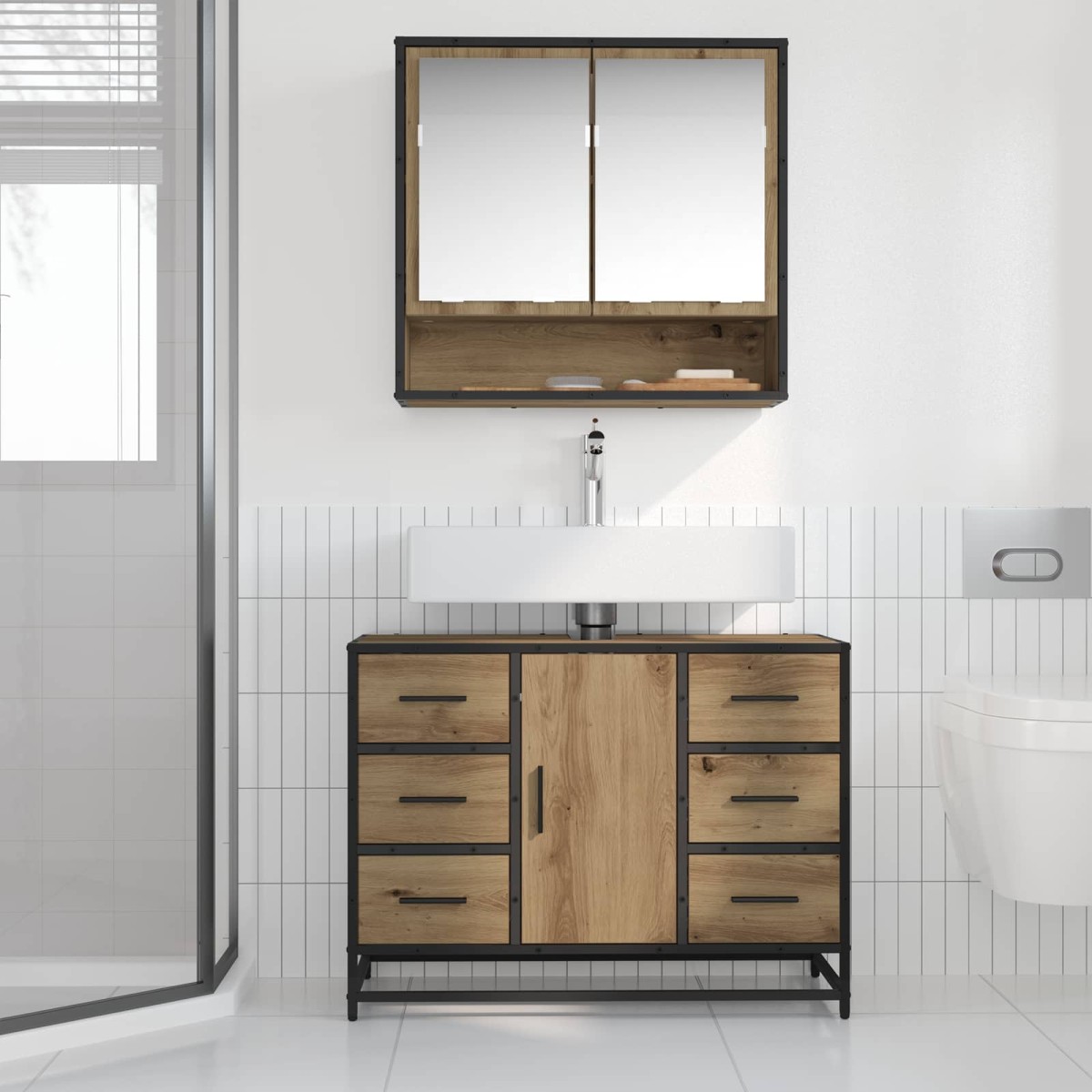 vidaXL Ντουλάπι Μπάνιου Artisan Oak 80 x 33 x 60 εκ Επεξεργασμένο Ξύλο