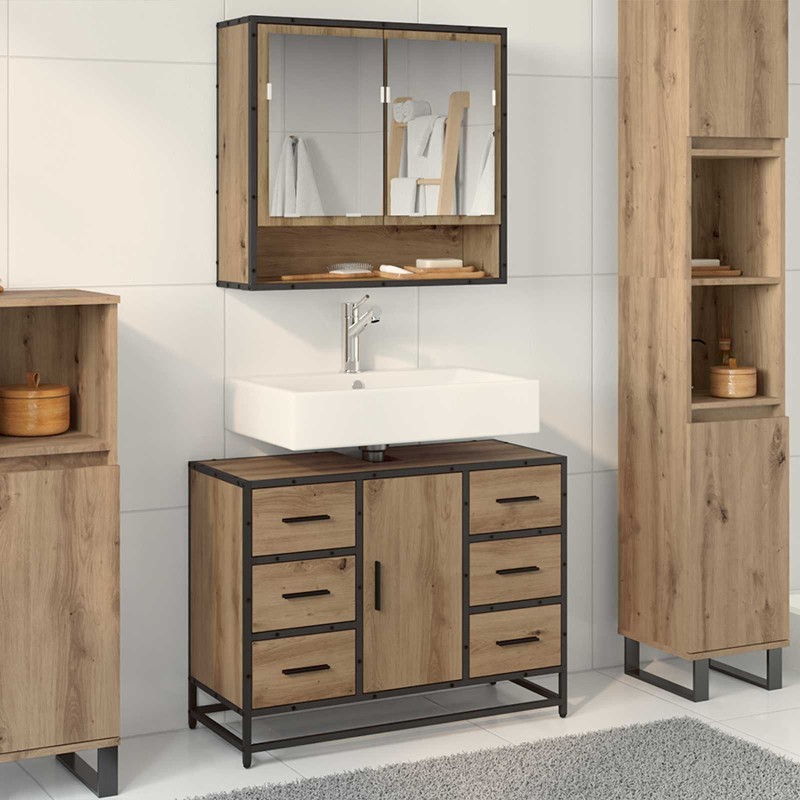vidaXL Ντουλάπι Μπάνιου Artisan Oak 80 x 33 x 60 εκ Επεξεργασμένο Ξύλο