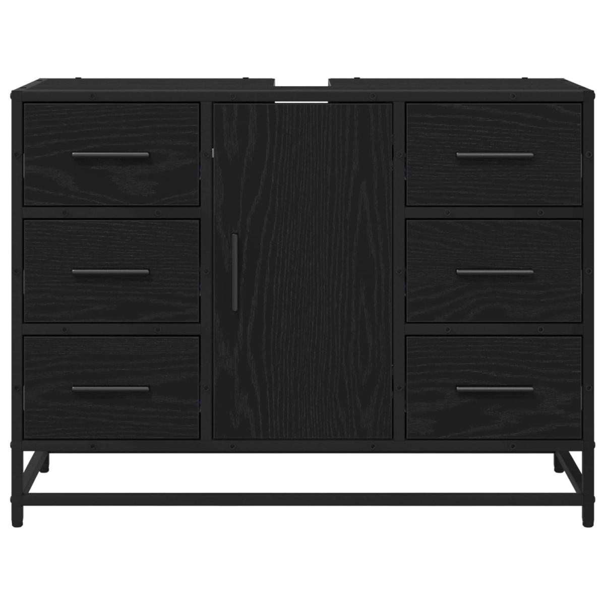 vidaXL Ντουλάπι Μπάνιου Μαύρη Οξυά 80 x 33 x 60 εκ Επεξεργασμένο Ξύλο
