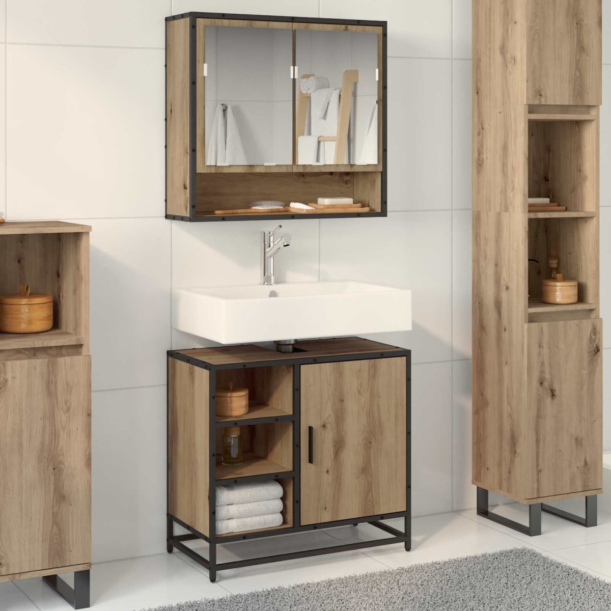 vidaXL Ντουλάπι Μπάνιου Artisan Oak 65 x 33 x 60 εκ Επεξεργασμένο Ξύλο