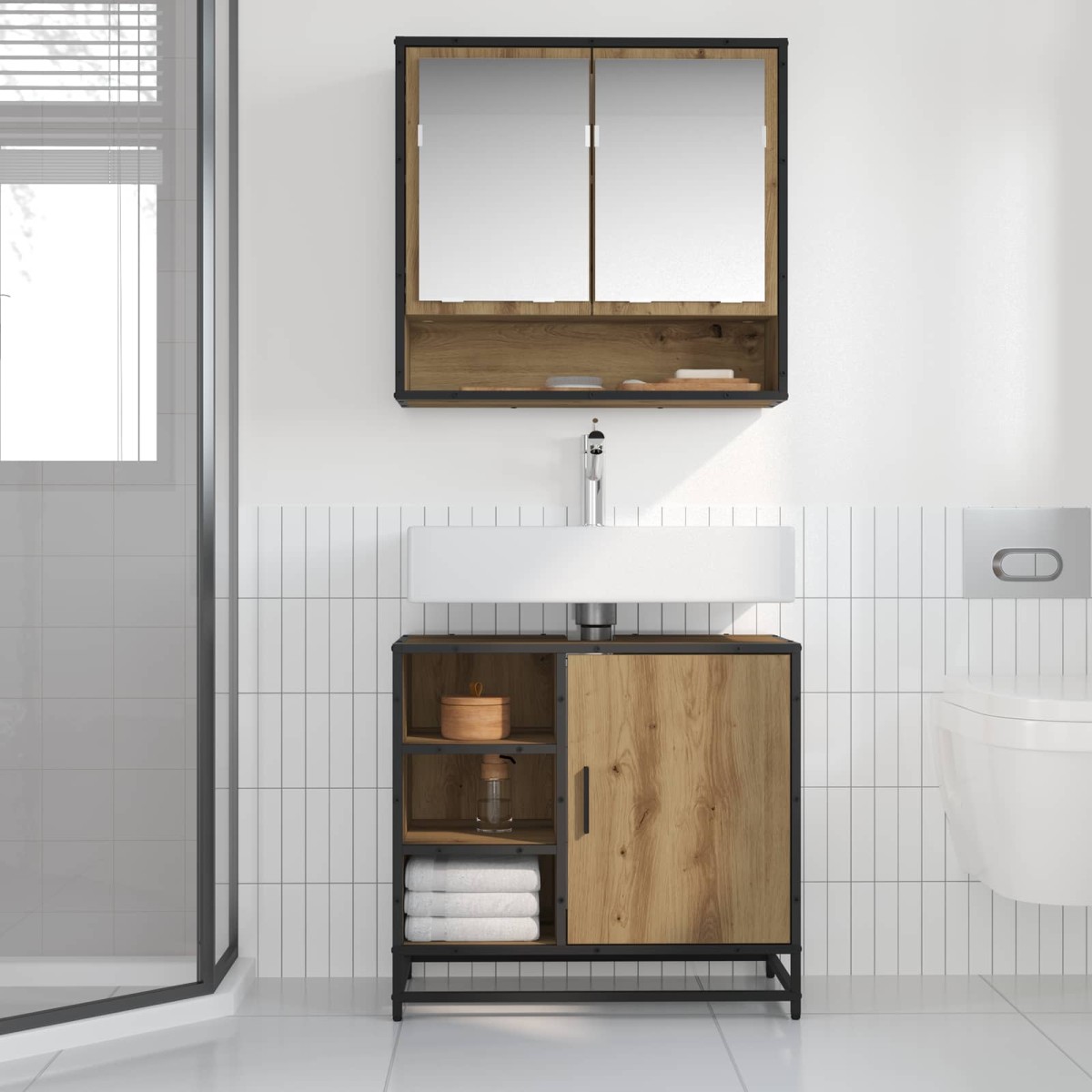 vidaXL Ντουλάπι Μπάνιου Artisan Oak 65 x 33 x 60 εκ Επεξεργασμένο Ξύλο