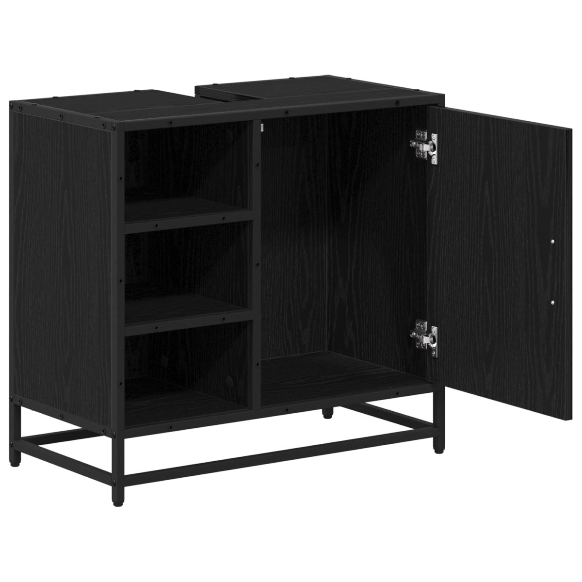 vidaXL Ντουλάπι Μπάνιου Μαύρη Οξυά 65 x 33 x 60 εκ Επεξεργασμένο Ξύλο