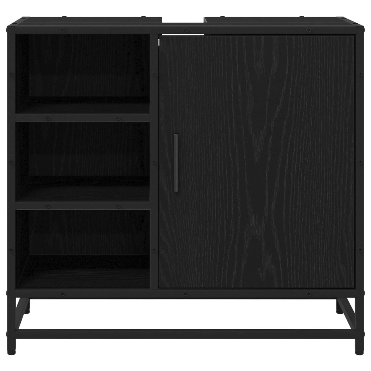 vidaXL Ντουλάπι Μπάνιου Μαύρη Οξυά 65 x 33 x 60 εκ Επεξεργασμένο Ξύλο