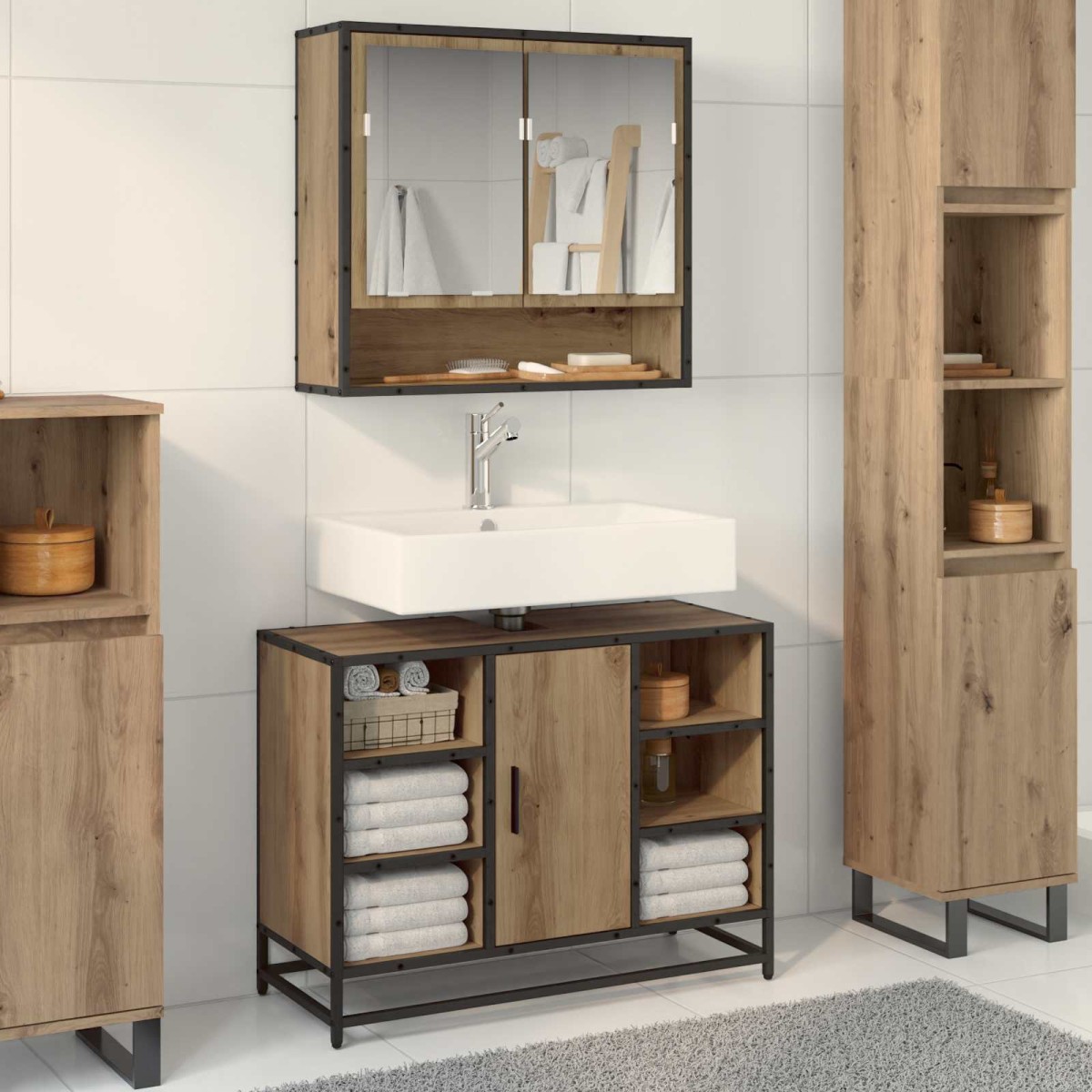 vidaXL Ντουλάπι Μπάνιου Artisan Oak 80 x 33 x 60 εκ Επεξεργασμένο Ξύλο