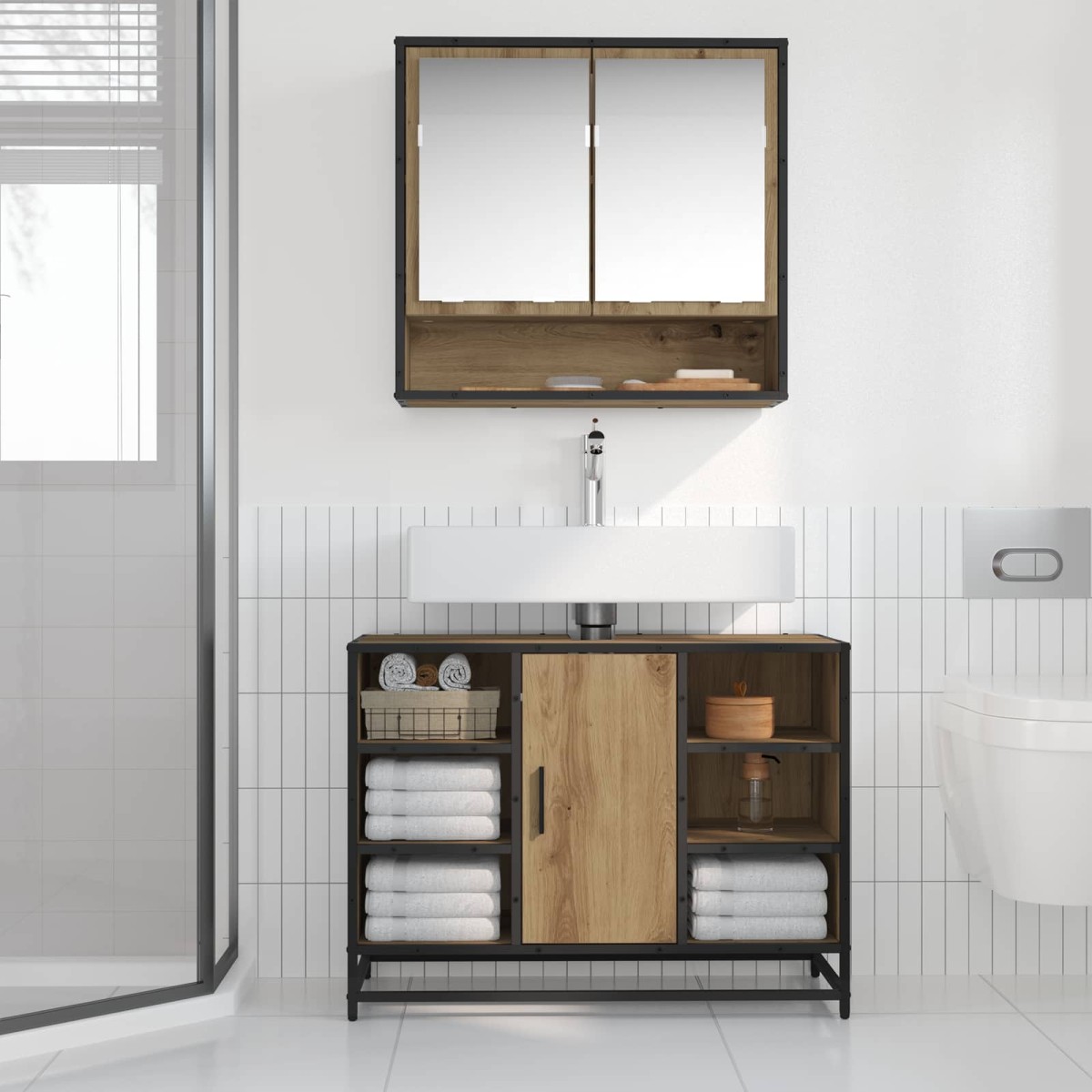 vidaXL Ντουλάπι Μπάνιου Artisan Oak 80 x 33 x 60 εκ Επεξεργασμένο Ξύλο