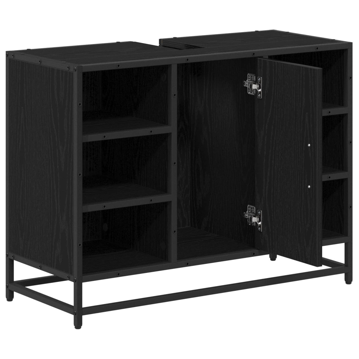 vidaXL Ντουλάπι Μπάνιου Μαύρη Οξυά 80 x 33 x 60 εκ Επεξεργασμένο Ξύλο