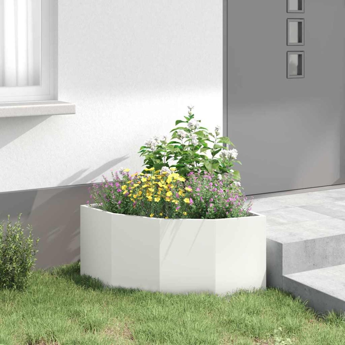 vidaXL Γωνιακό Ροδόδεντρο Λευκό 60 x 60 x 35 cm Ατσάλι