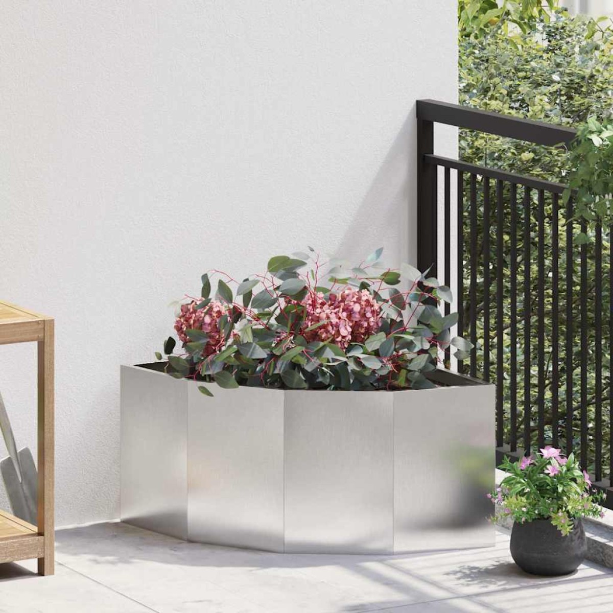 vidaXL Γωνιακό Ροδόδεντρο Ασημί 60 x 60 x 35 cm Ανοξείδωτο ατσάλι