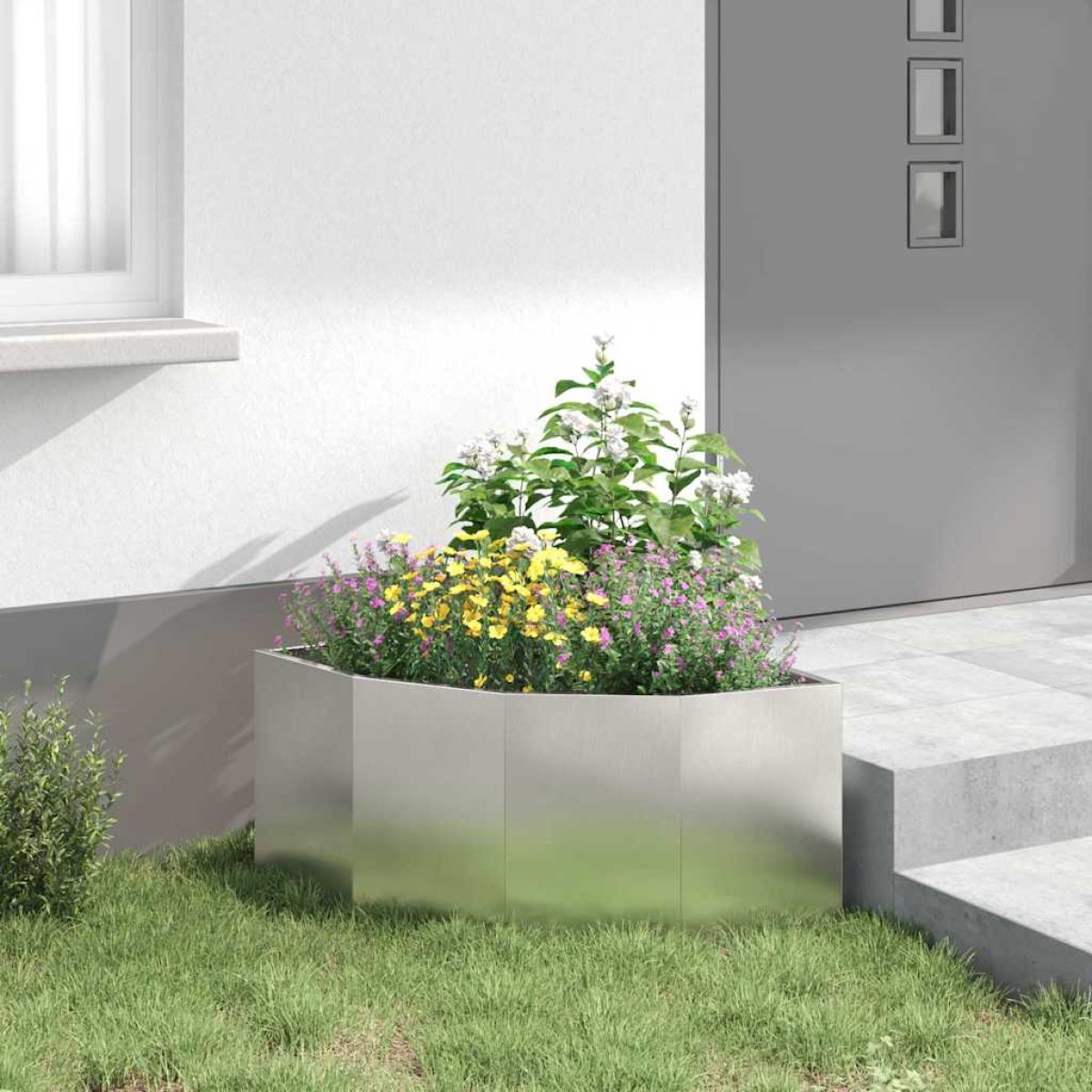 vidaXL Γωνιακό Ροδόδεντρο Ασημί 60 x 60 x 35 cm Ανοξείδωτο ατσάλι