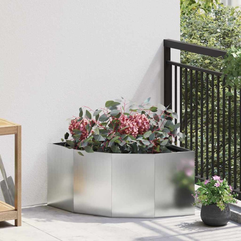 vidaXL Γωνιακό Ροδόδεντρο Ασημί 60 x 60 x 35 cm Γαλβανισμένος χάλυβας