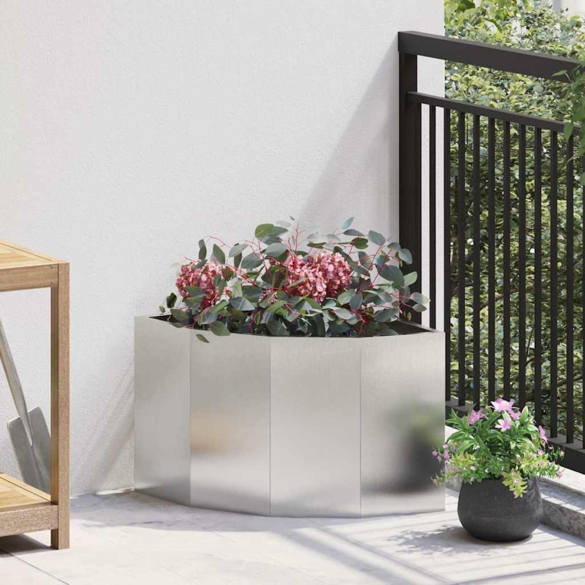 vidaXL Γωνιακό Ροδόδεντρο Ασημί 45 x 45 x 35 cm Ανοξείδωτο ατσάλι