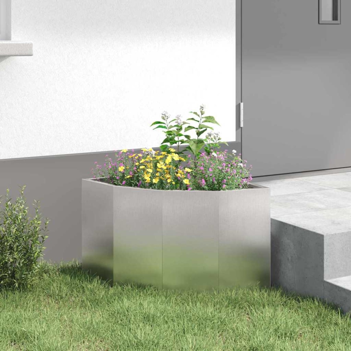 vidaXL Γωνιακό Ροδόδεντρο Ασημί 45 x 45 x 35 cm Ανοξείδωτο ατσάλι