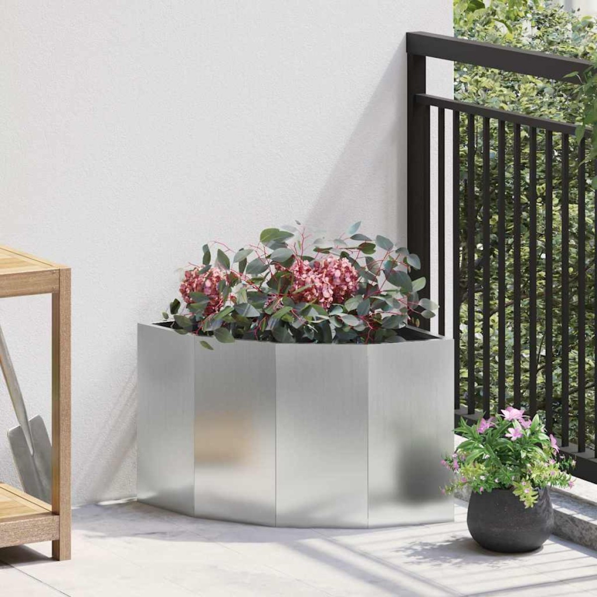 vidaXL Γωνιακό Ροδόδεντρο Ασημί 45 x 45 x 35 cm Γαλβανισμένος χάλυβας