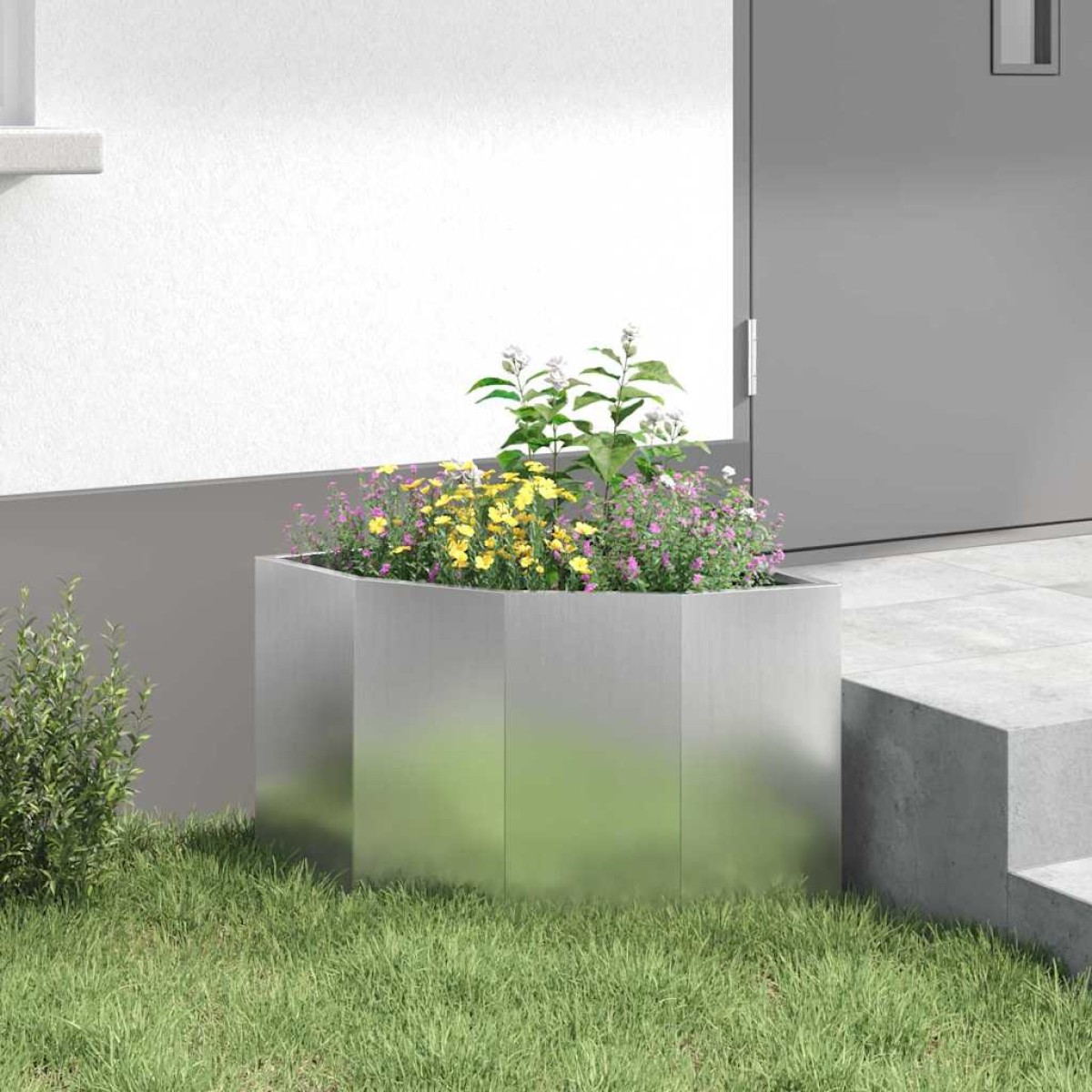 vidaXL Γωνιακό Ροδόδεντρο Ασημί 45 x 45 x 35 cm Γαλβανισμένος χάλυβας