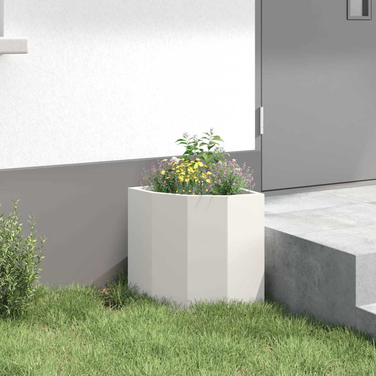 vidaXL Γωνιακό Ροδόδεντρο Λευκό 30 x 30 x 35 εκ Ατσάλι