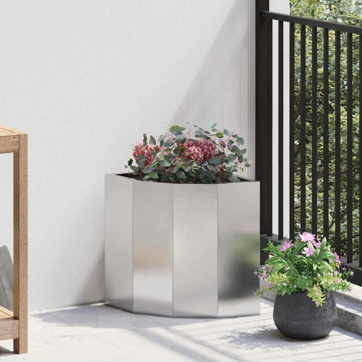 vidaXL Γωνιακό Ροδόδεντρο Ασημί 30 x 30 x 35 εκ Ανοξείδωτο ατσάλι