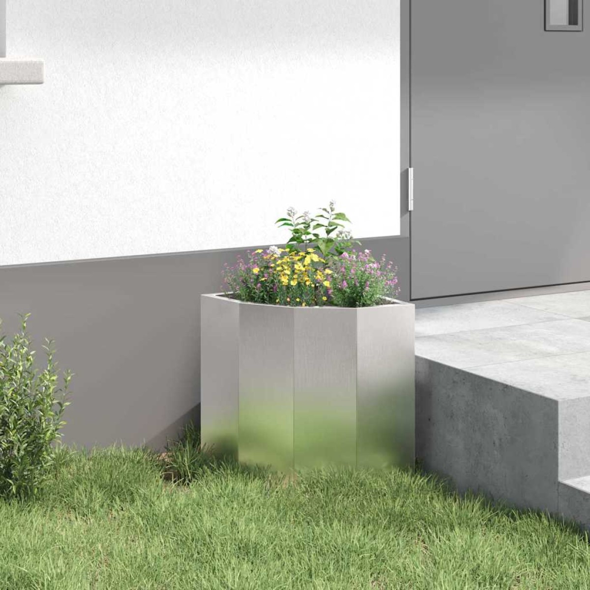 vidaXL Γωνιακό Ροδόδεντρο Ασημί 30 x 30 x 35 εκ Ανοξείδωτο ατσάλι