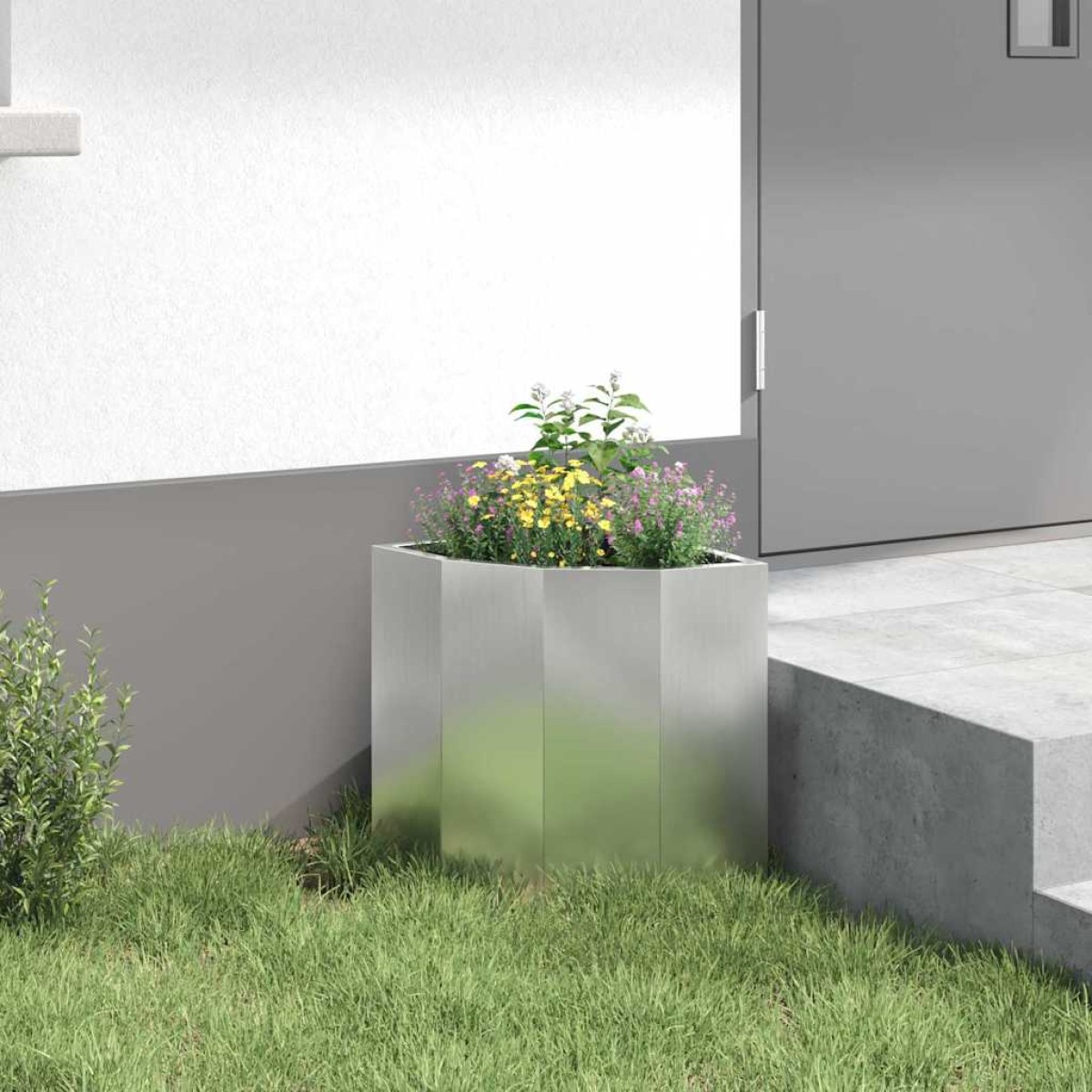 vidaXL Γωνιακό Ροδόδεντρο Ασημί 30 x 30 x 35 εκ Γαλβανισμένος χάλυβας