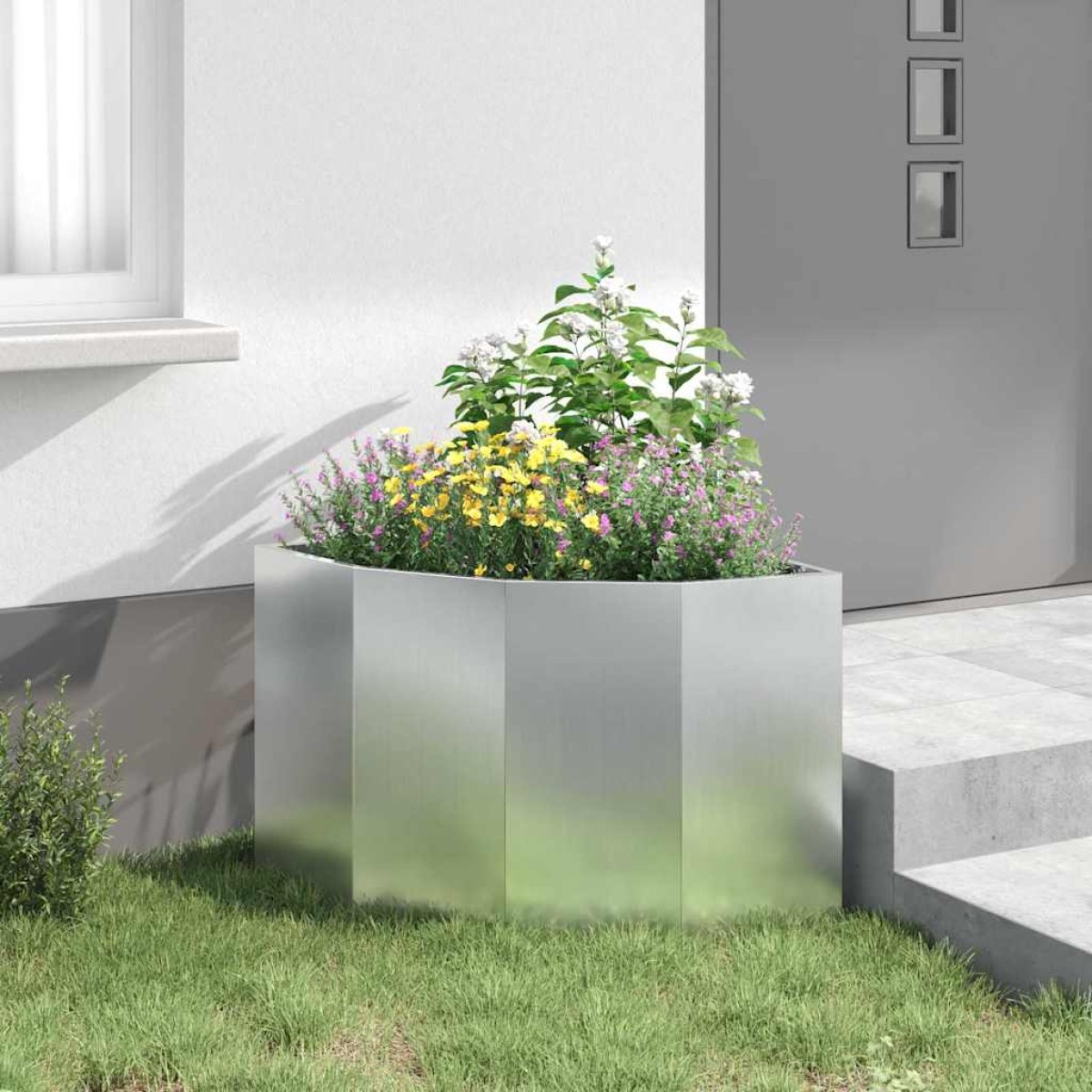 vidaXL Γωνιακό Ροδόδεντρο Ασημί 60 x 60 x 50 εκ Γαλβανισμένος χάλυβας