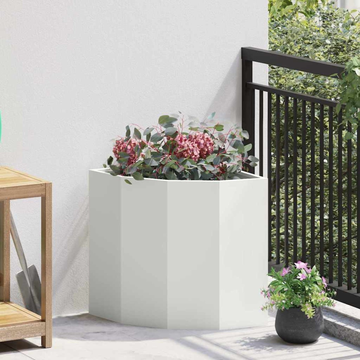 vidaXL Γωνιακό Ροδόδεντρο Λευκό 45 x 45 x 50 εκ Ατσάλι