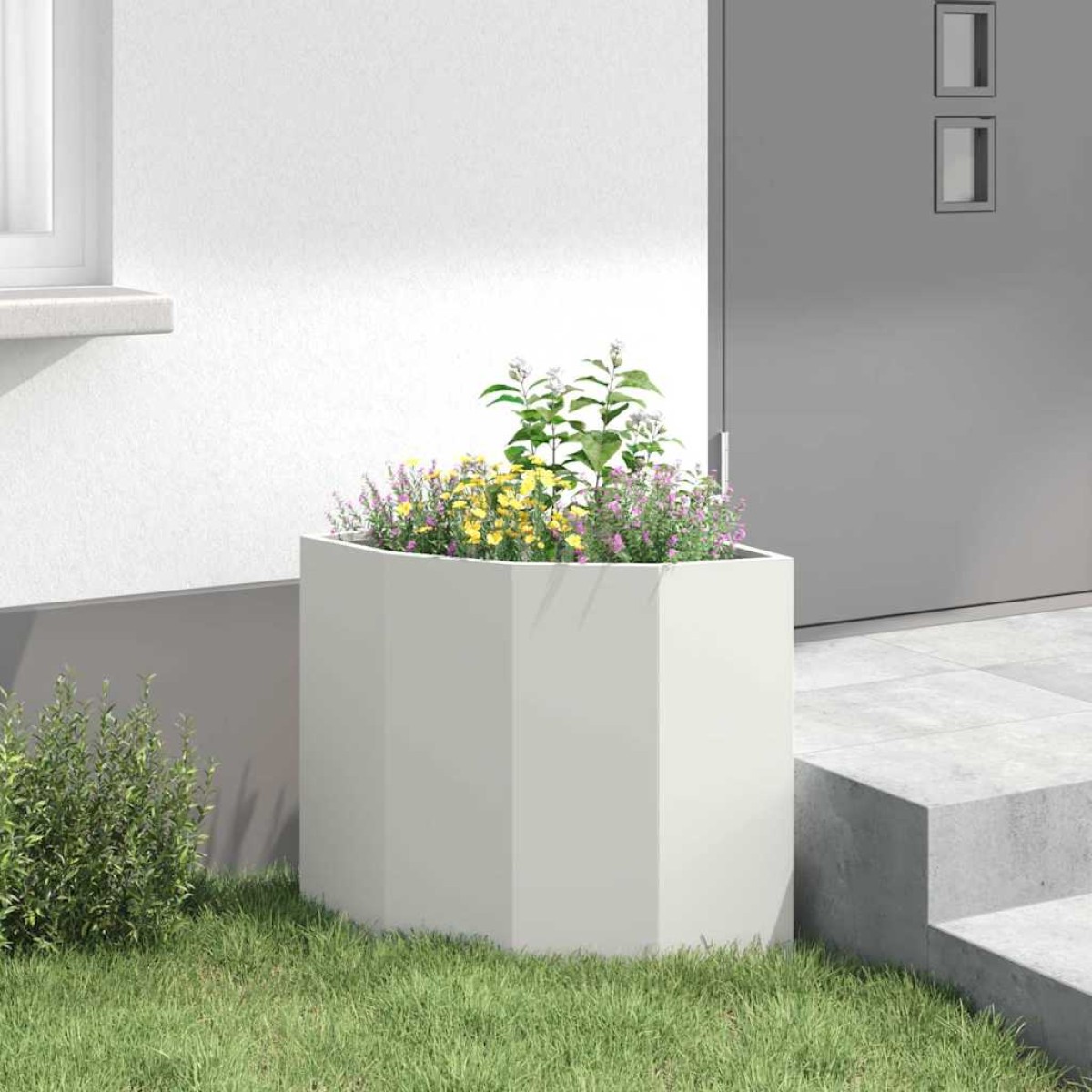 vidaXL Γωνιακό Ροδόδεντρο Λευκό 45 x 45 x 50 εκ Ατσάλι