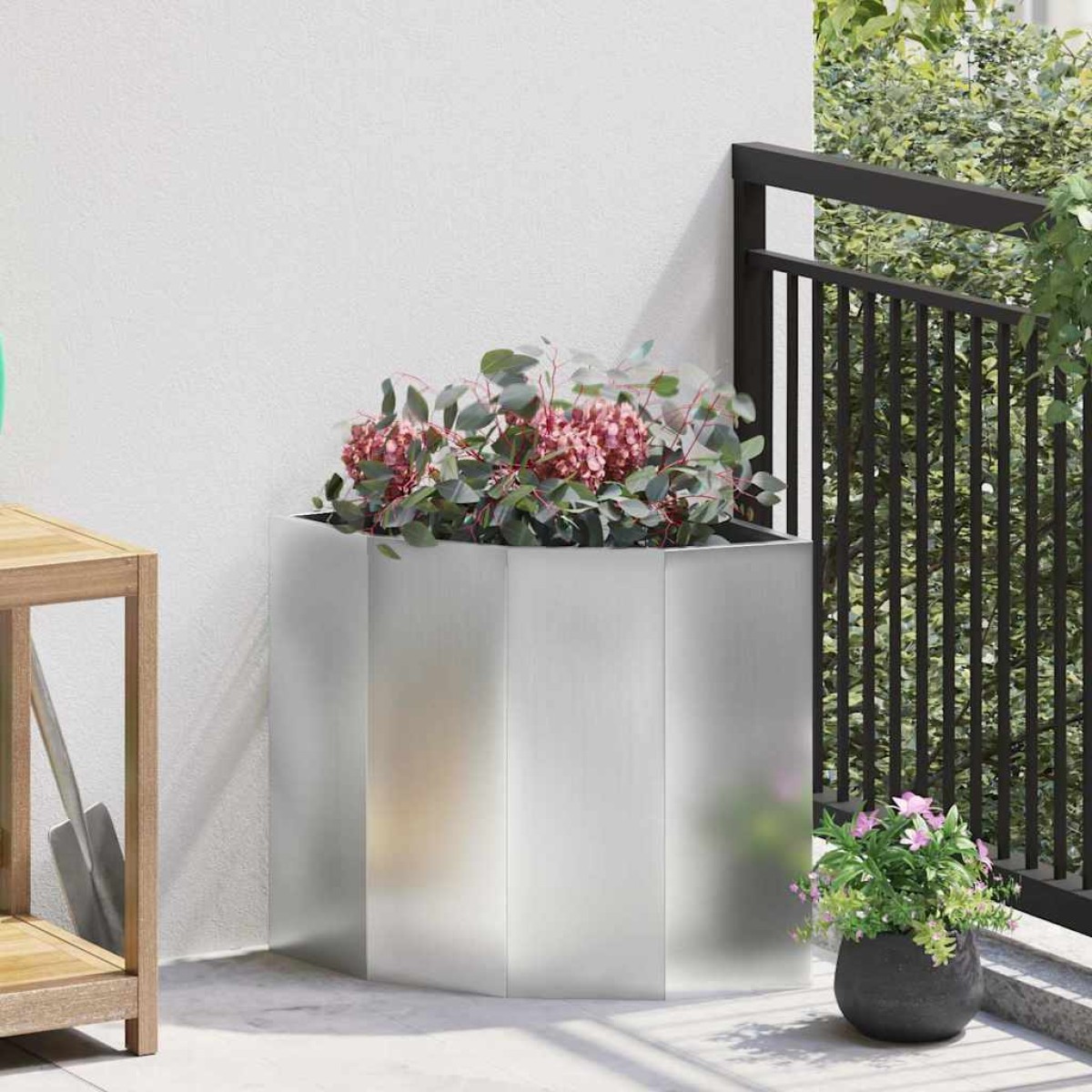 vidaXL Γωνιακό Ροδόδεντρο Ασημί 45 x 45 x 50 εκ Γαλβανισμένος χάλυβας