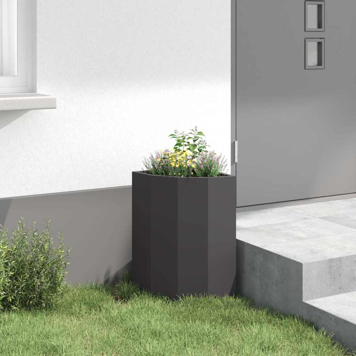 vidaXL Γωνιακό Ροδόδεντρο Μαύρο 30 x 30 x 50 cm Ατσάλι