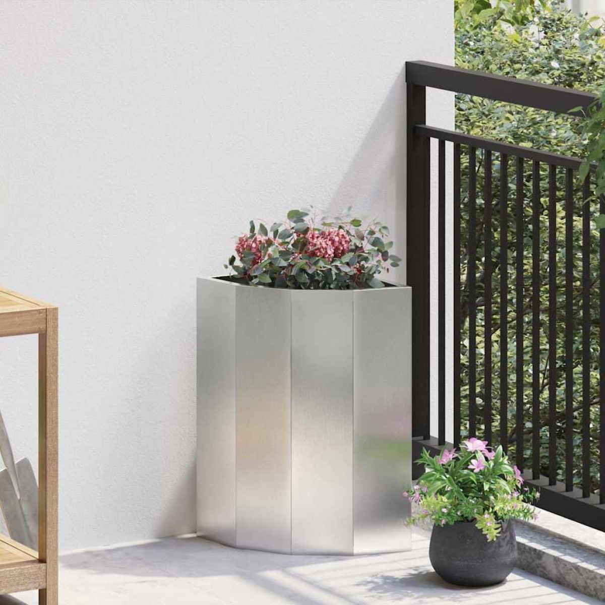 vidaXL Γωνιακό Ροδόδεντρο Ασημί 30 x 30 x 50 cm Ανοξείδωτο ατσάλι