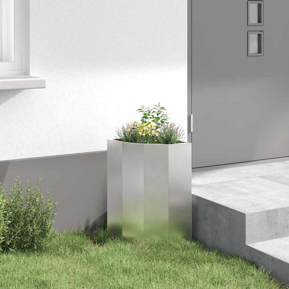 vidaXL Γωνιακό Ροδόδεντρο Ασημί 30 x 30 x 50 cm Ανοξείδωτο ατσάλι