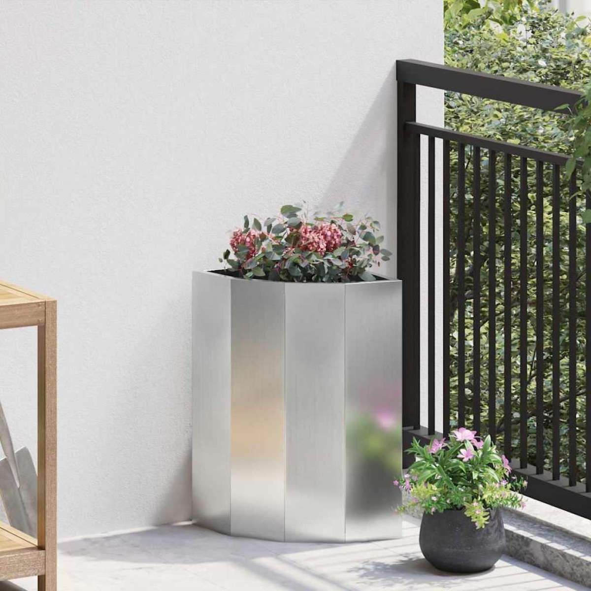 vidaXL Γωνιακό Ροδόδεντρο Ασημί 30 x 30 x 50 cm Γαλβανισμένος χάλυβας