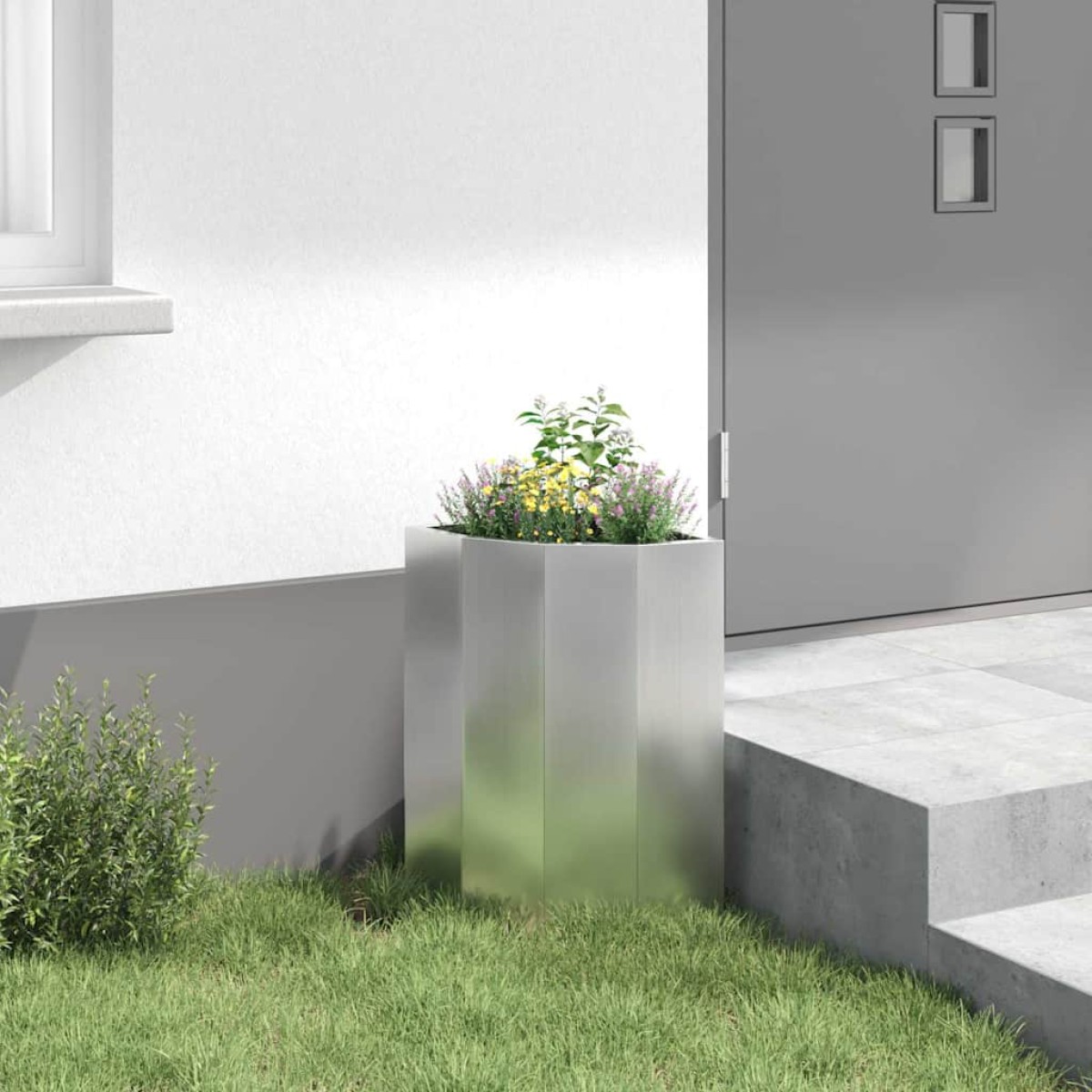 vidaXL Γωνιακό Ροδόδεντρο Ασημί 30 x 30 x 50 cm Γαλβανισμένος χάλυβας