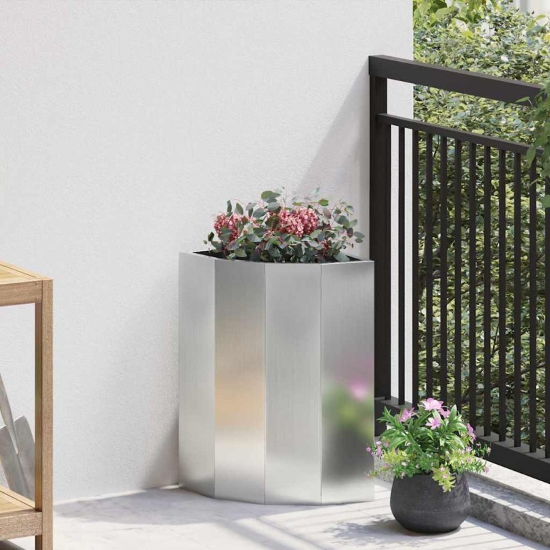 vidaXL Γωνιακό Ροδόδεντρο Ασημί 30 x 30 x 50 cm Γαλβανισμένος χάλυβας