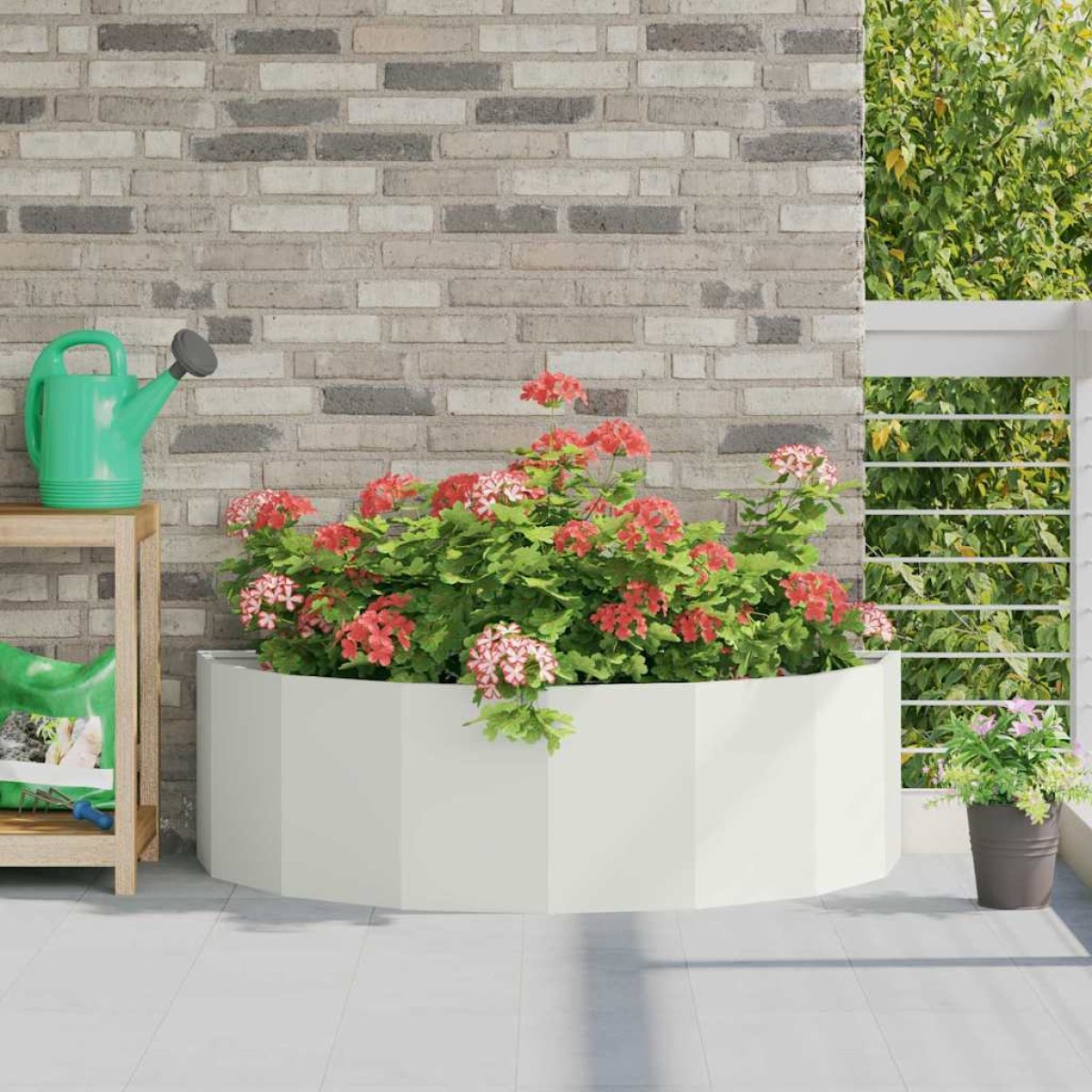 vidaXL Γλάστρα Λευκό 120 x 60 x 35 cm Ατσάλι