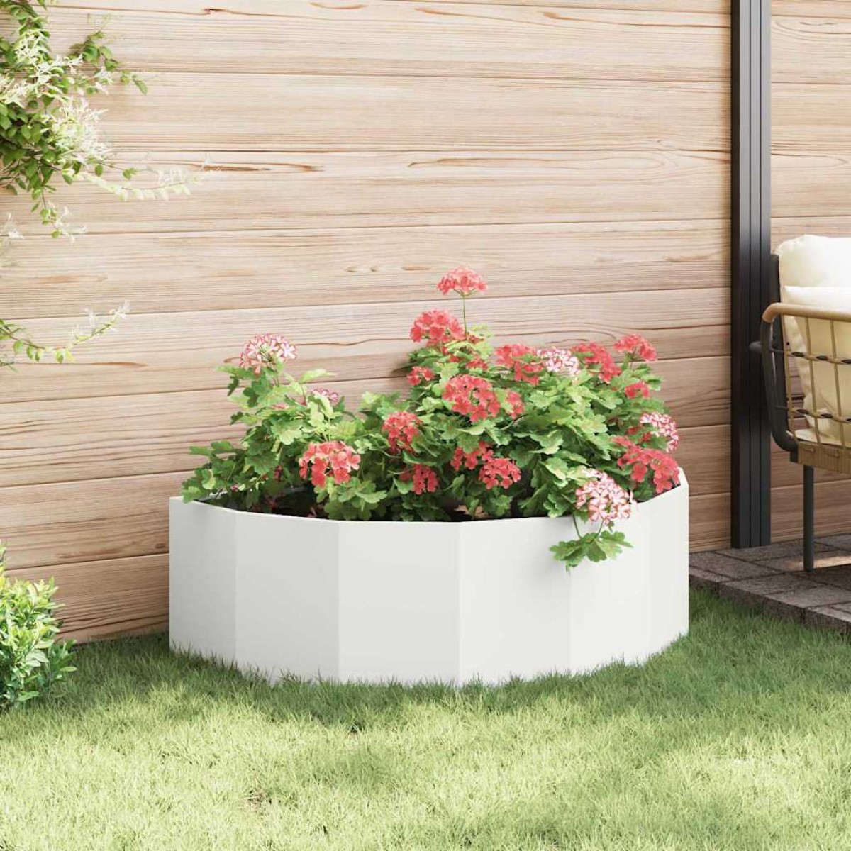 vidaXL Γλάστρα Λευκό 120 x 60 x 35 cm Ατσάλι