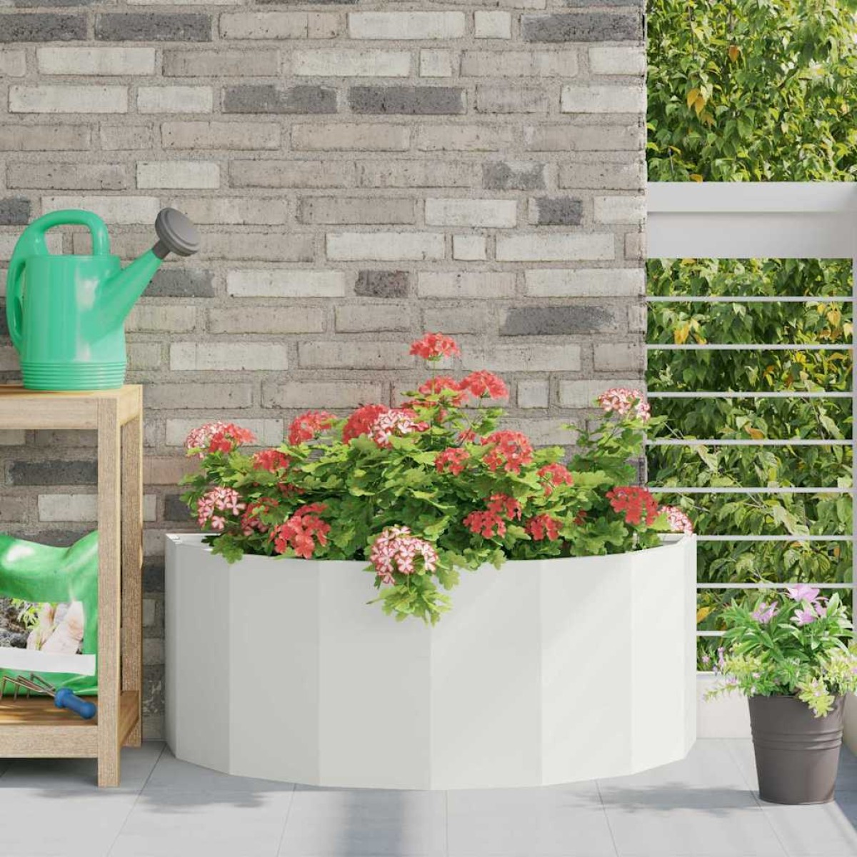 vidaXL Γλάστρα Λευκό 90 x 45 x 35 cm Ατσάλι