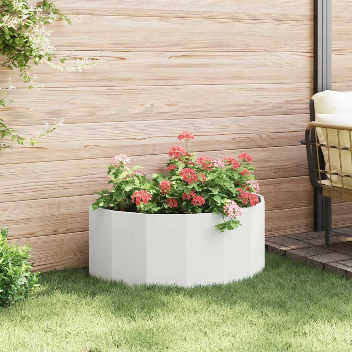 vidaXL Γλάστρα Λευκό 90 x 45 x 35 cm Ατσάλι