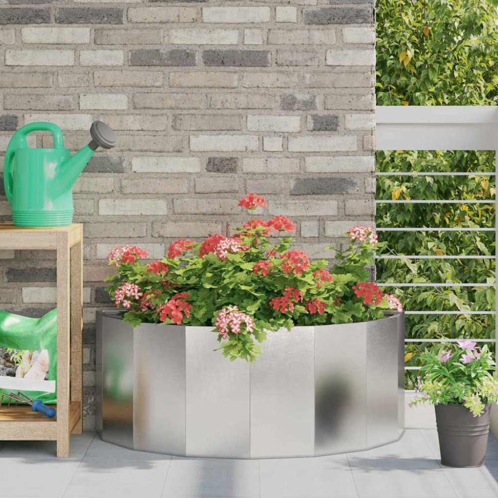 vidaXL Γλάστρα Ασημί 90 x 45 x 35 cm Ανοξείδωτο ατσάλι
