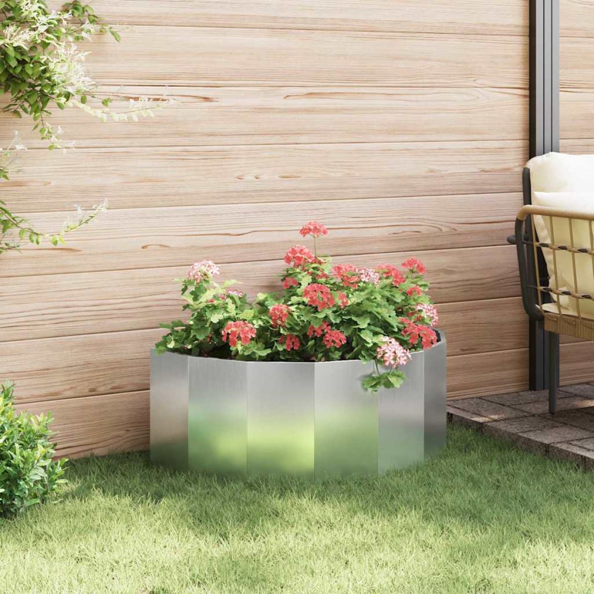 vidaXL Γλάστρα Ασημί 90 x 45 x 35 cm Επικαλυμμένος Χάλυβας