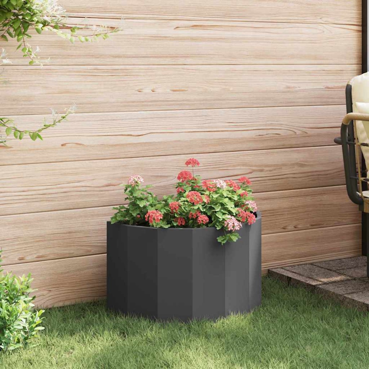 vidaXL Γλάστρα Μαύρο 60 x 30 x 35 εκ Ατσάλι