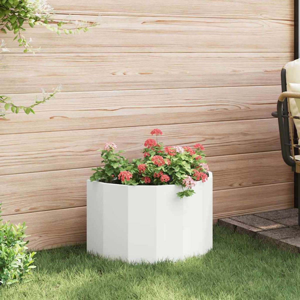 vidaXL Γλάστρα Λευκό 60 x 30 x 35 εκ Ατσάλι