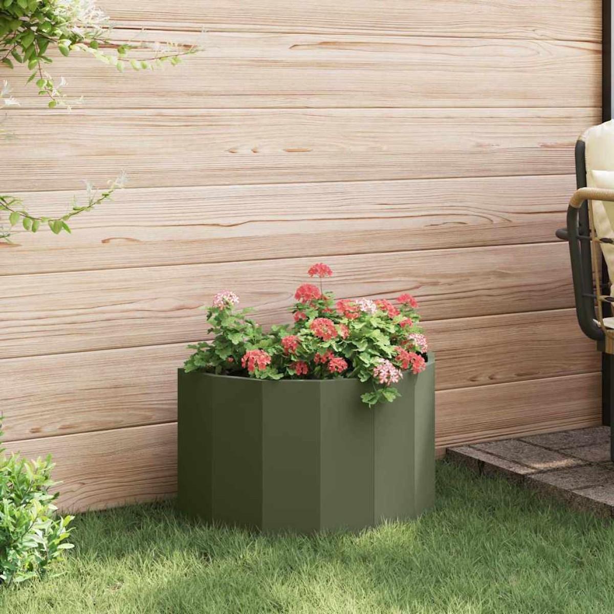 vidaXL Γλάστρα Ελιά Πράσινη 60 x 30 x 35 εκ Ατσάλι