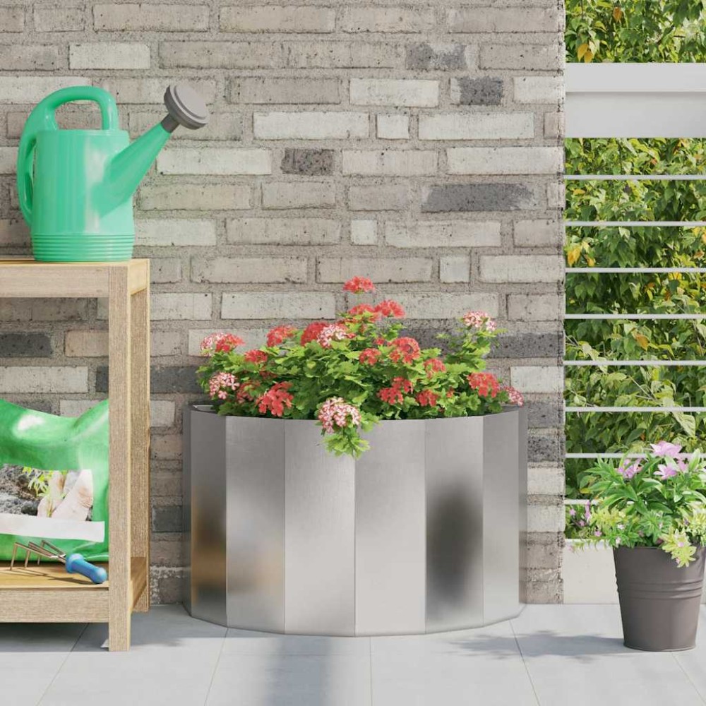 vidaXL Γλάστρα Ασημί 60 x 30 x 35 εκ Ανοξείδωτο ατσάλι