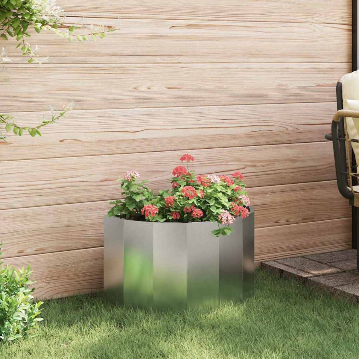 vidaXL Γλάστρα Ασημί 60 x 30 x 35 εκ Ανοξείδωτο ατσάλι