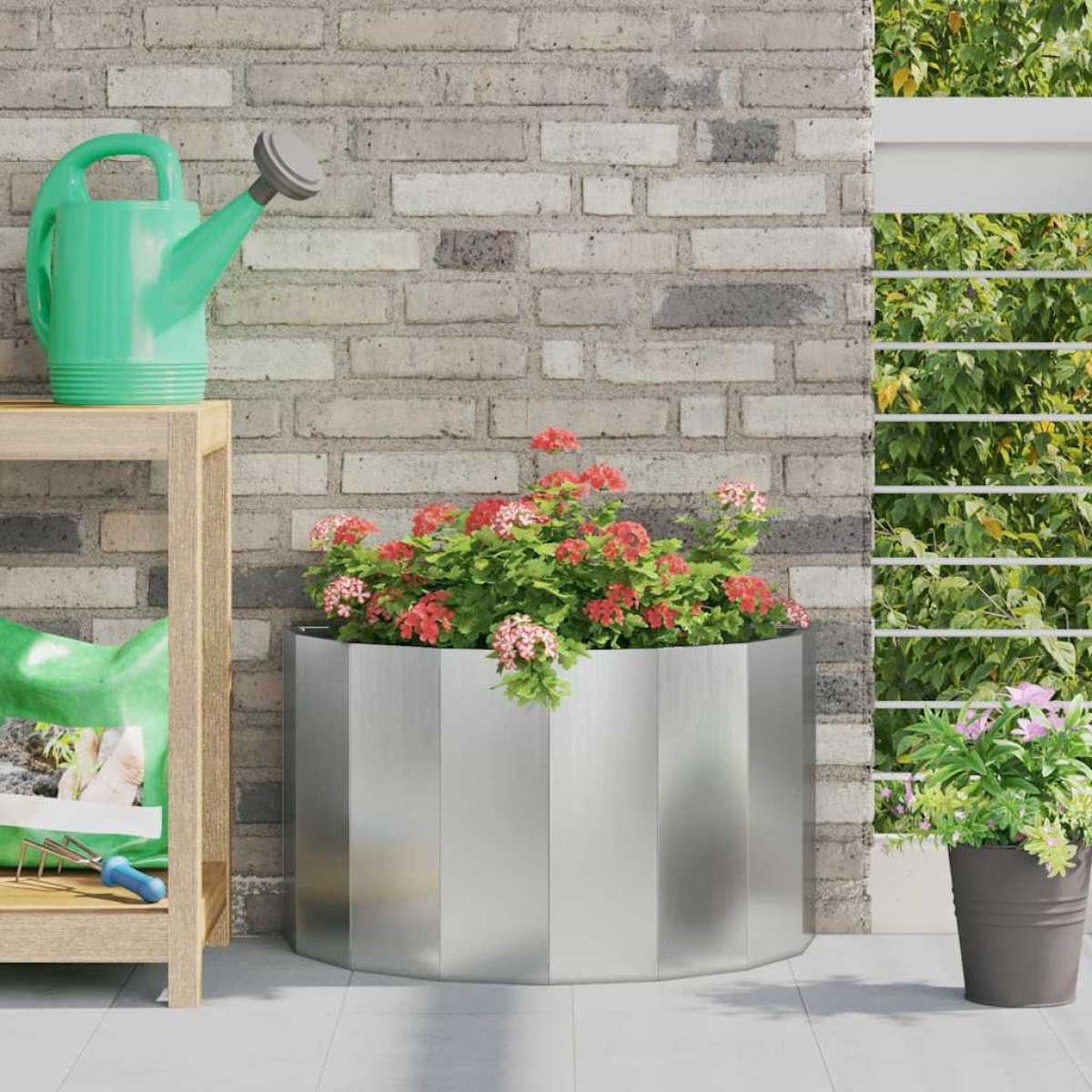 vidaXL Γλάστρα Ασημί 60 x 30 x 35 εκ Επικαλυμμένος Χάλυβας