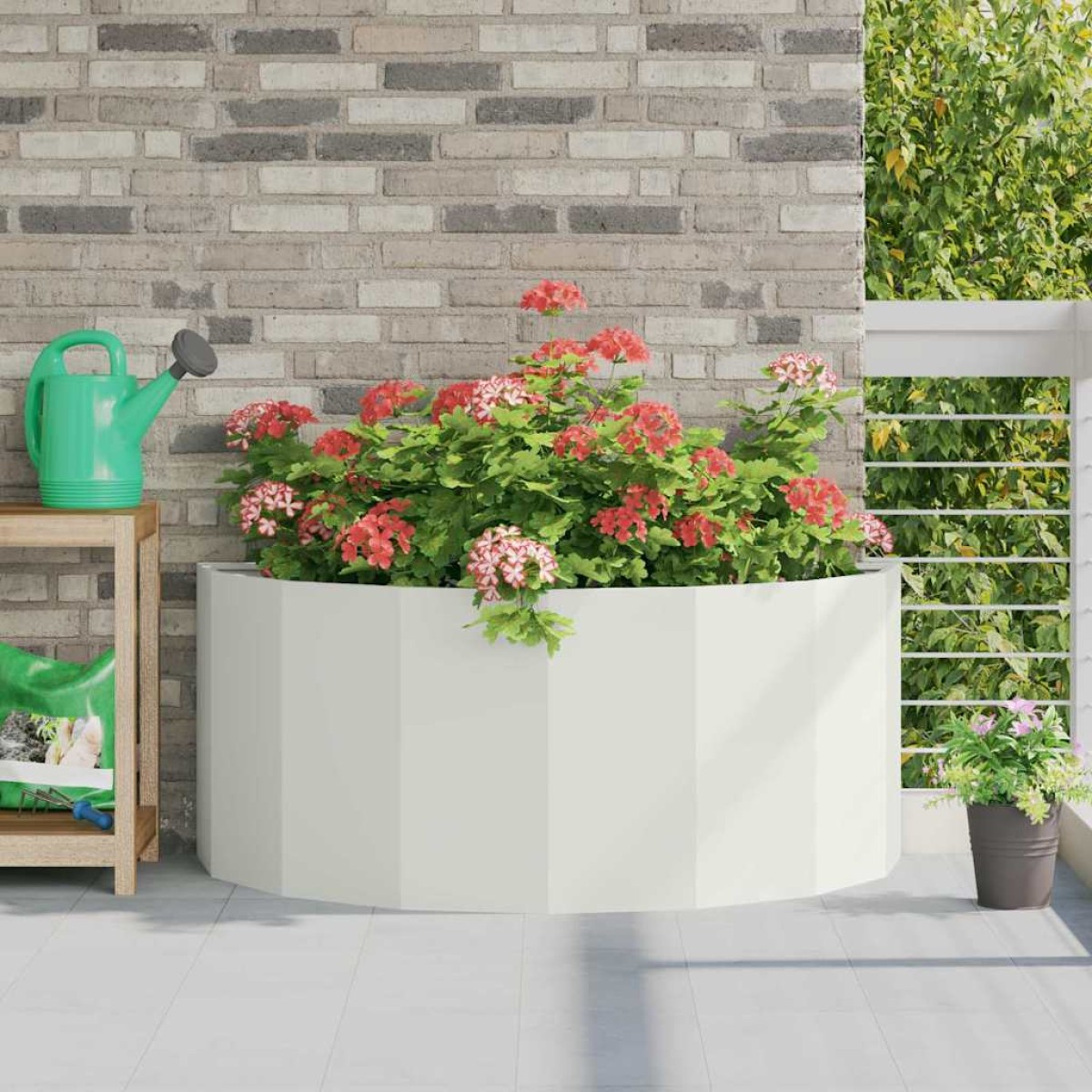 vidaXL Γλάστρα Λευκό 120 x 60 x 50 εκ. Ατσάλι