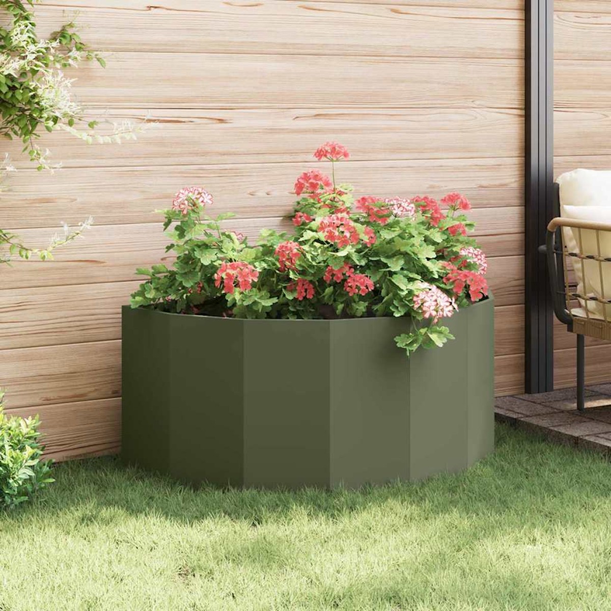 vidaXL Γλάστρα Ελιά Πράσινη 120 x 60 x 50 εκ. Ατσάλι