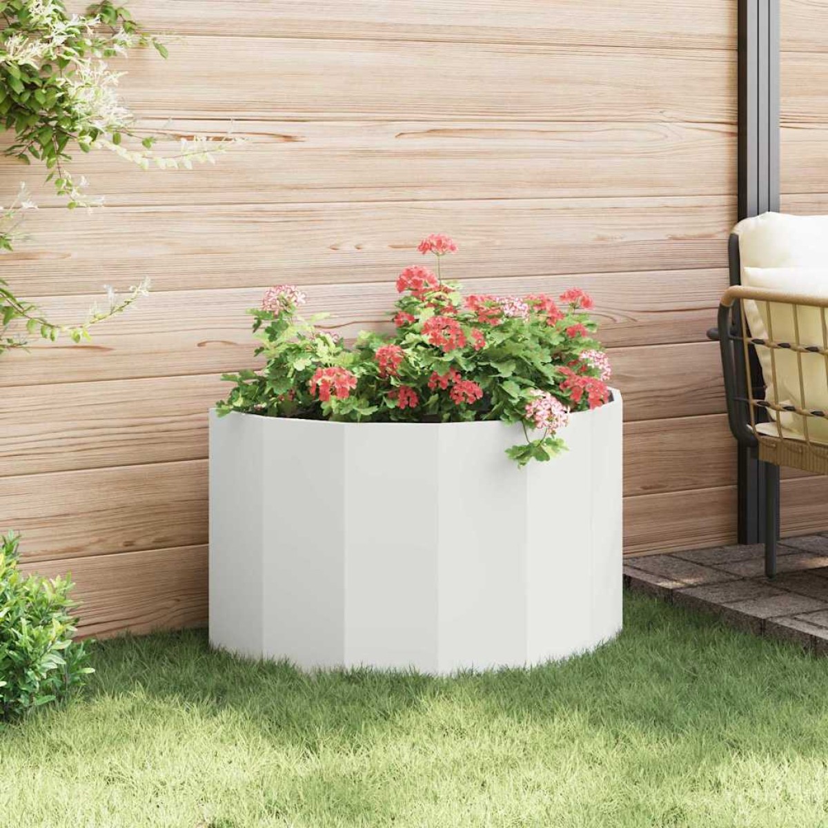 vidaXL Γλάστρα Λευκό 90 x 45 x 50 εκ. Ατσάλι