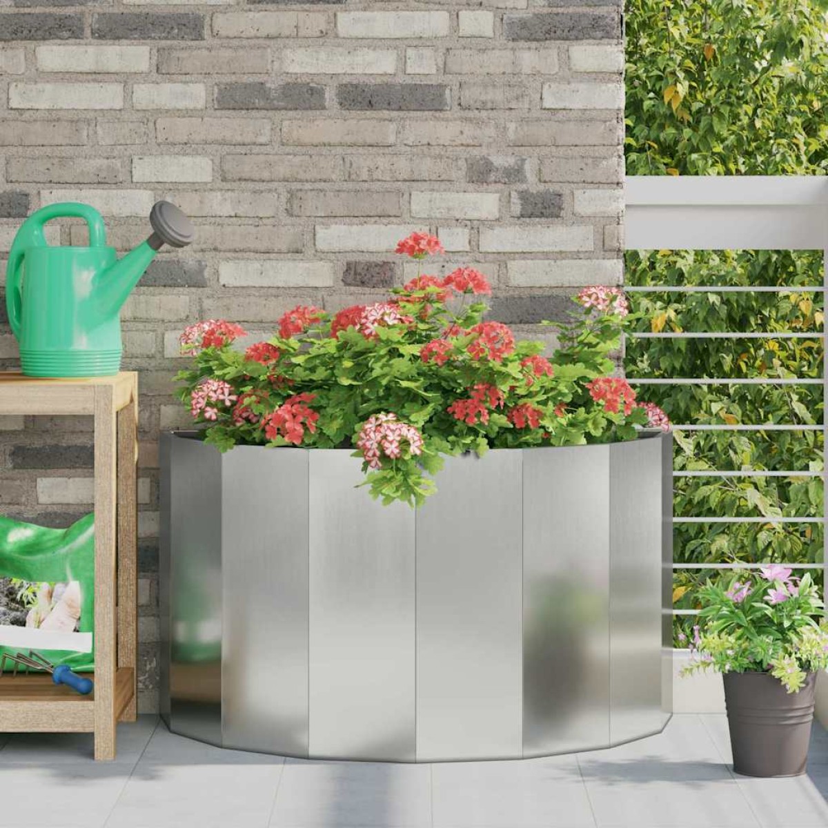 vidaXL Γλάστρα Ασημί 90 x 45 x 50 εκ. Επικαλυμμένος Χάλυβας