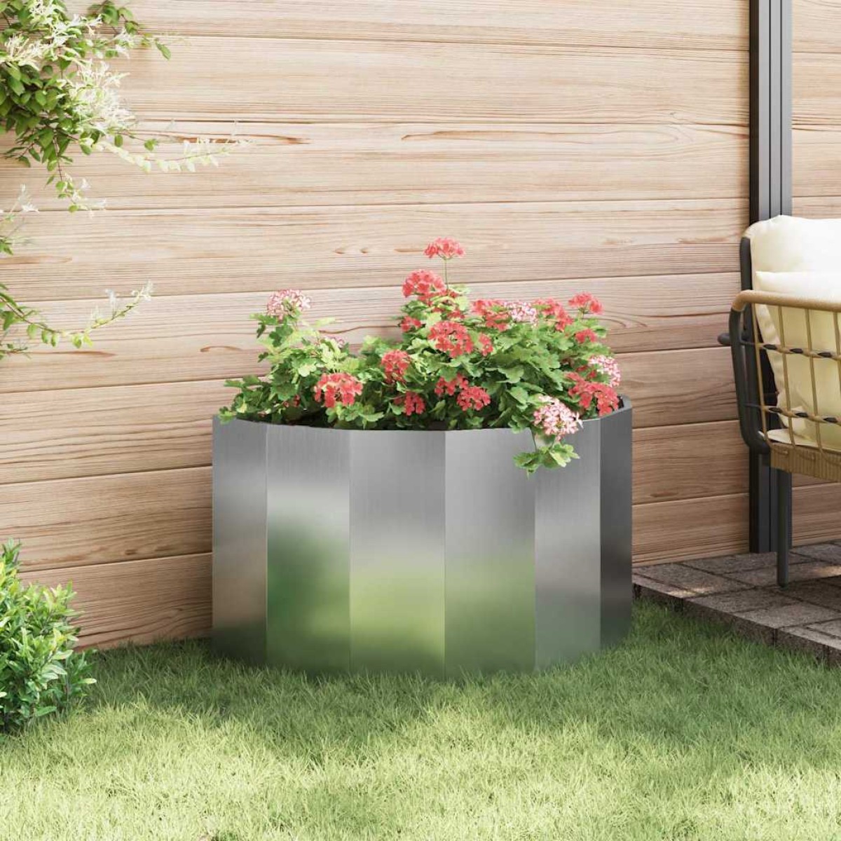 vidaXL Γλάστρα Ασημί 90 x 45 x 50 εκ. Επικαλυμμένος Χάλυβας