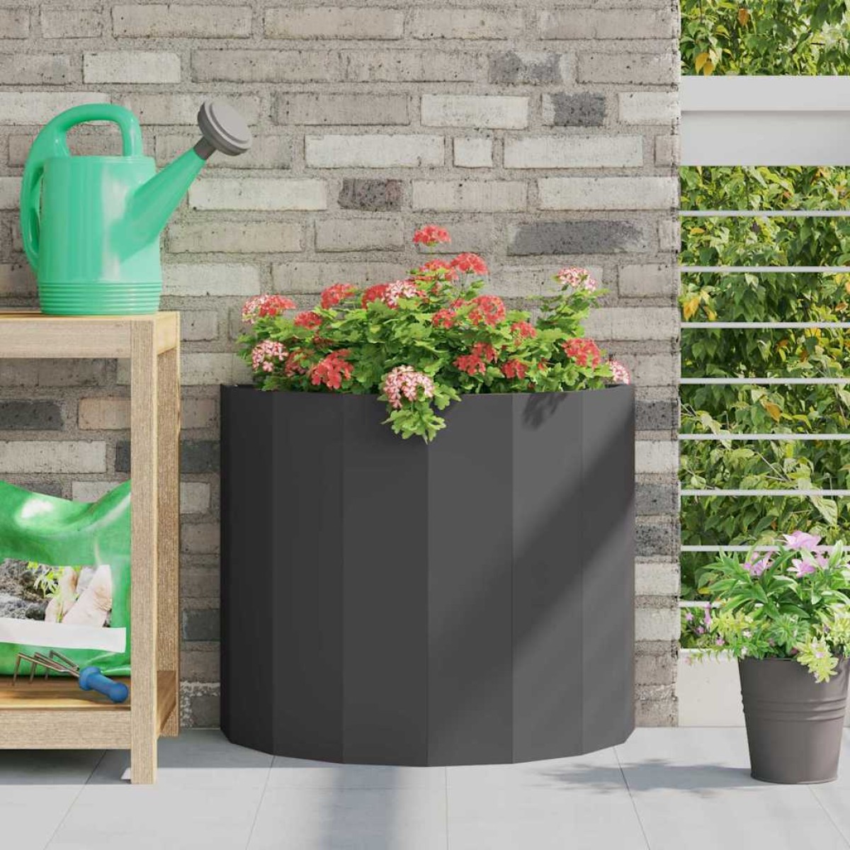 vidaXL Γλάστρα Μαύρο 60 x 30 x 50 εκ. Ατσάλι
